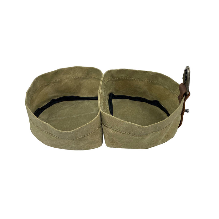 Waxed Canvas Travel Double Dog Bowl - Stockyard X 'The Leather Store'
