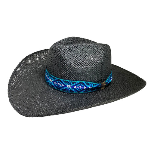 Indiana Eastwood Cowboy Hat Handmade from Wood Pulp Raffia - Black - Stockyard X 'The Leather Store'