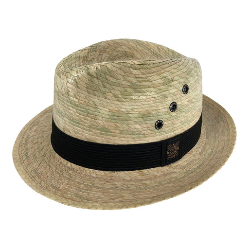 Short Brim Panama Hat Handmade from Coconut Palm Leaves - Light Brown - Stockyard X 'The Leather Store'