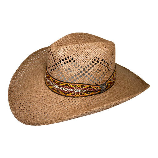 Wide Brim Cowboy Hat Handmade from Oaxacan Wood Pulp Raffia - Dark Brown - Stockyard X 'The Leather Store'