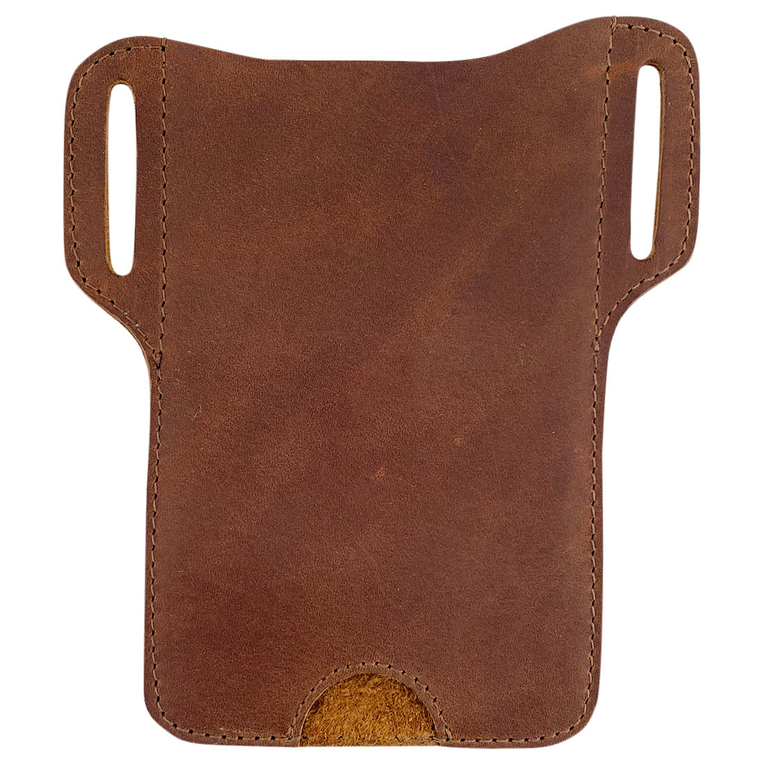 Hide & Drink Tactical iPhone 13/14 Pro Case shown from the front, made of durable full grain leather. This tactical case is compatible with iPhone 13/14 Pro Max and features small batch production craftsmanship, hand cut and hand sewn with care by artisans in La Antigua Guatemala.