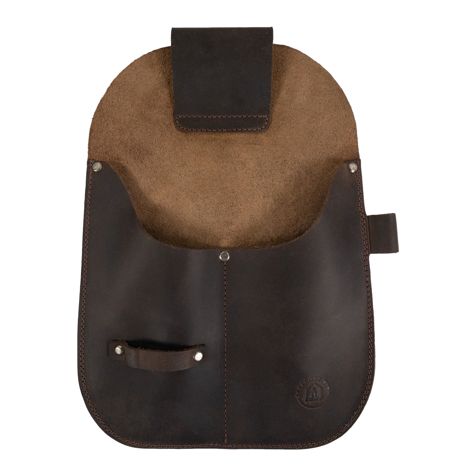 Gardening Tool Holder by Toolshed Hide, showcasing a beautifully crafted piece made from full grain leather, perfect for gardeners. This Gardening Tool Holder features small batch production, hand cut, hand sewn design, and is fire branded, highlighting artisan craftsmanship. Handmade in La Antigua Guatemala & Oaxaca Mexico.