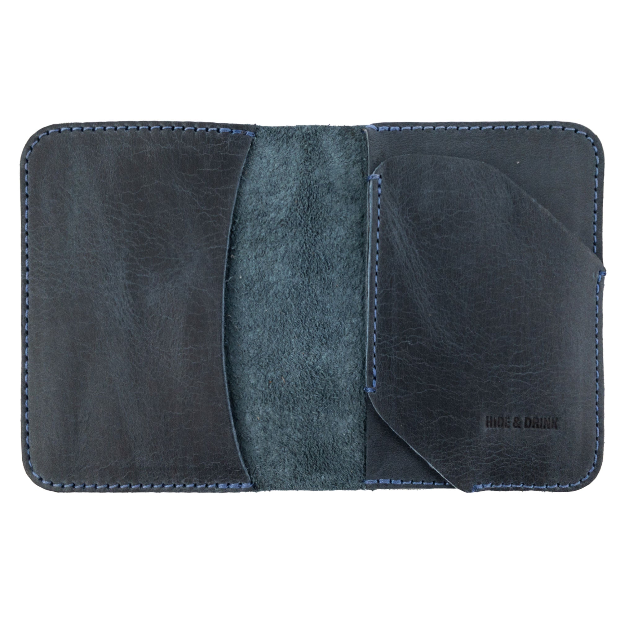 A stylish brown Bi-Fold Card Wallet Diagonal by Hide & Drink featuring high-quality full grain leather, perfect for cash organization in a minimalist design.