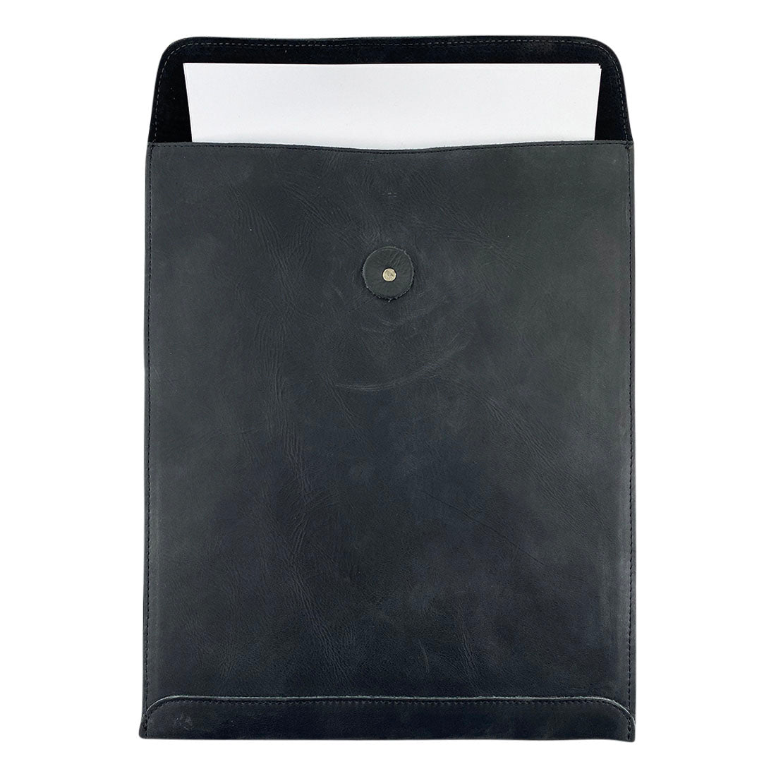 Close-up showing the quality leather of the Mailing Envelope Folder by Hide & Drink. This valuable Mailing Envelope Document Holder or Attache is perfect for both men and women, emphasizing durable Full Grain Leather made in Oaxaca Mexico.