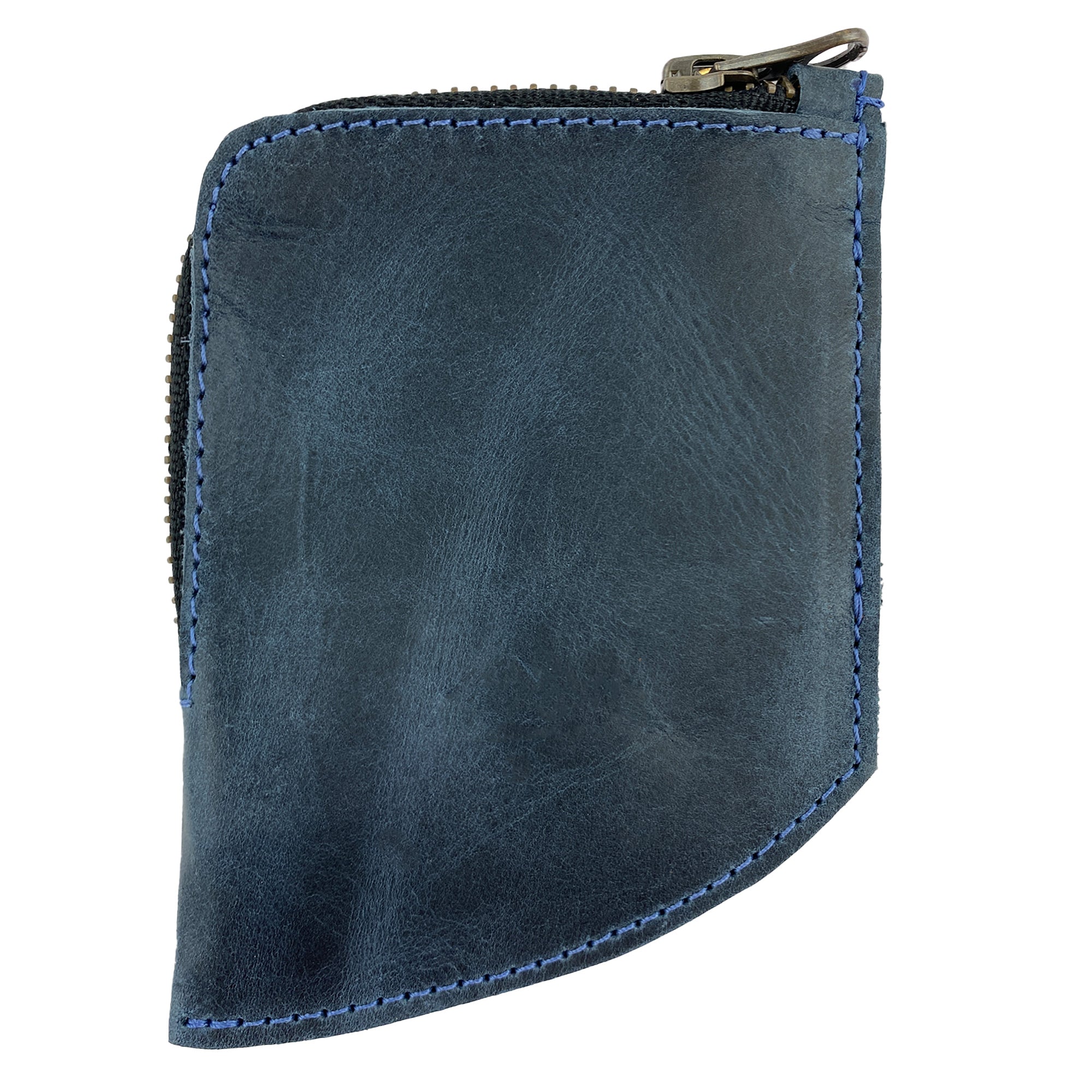 Hide & Drink EDC Pocket Wallet's detailed view, showcasing the high-quality stitching that highlights its craftsmanship. This full grain leather wallet is an essential for those who value style and function.