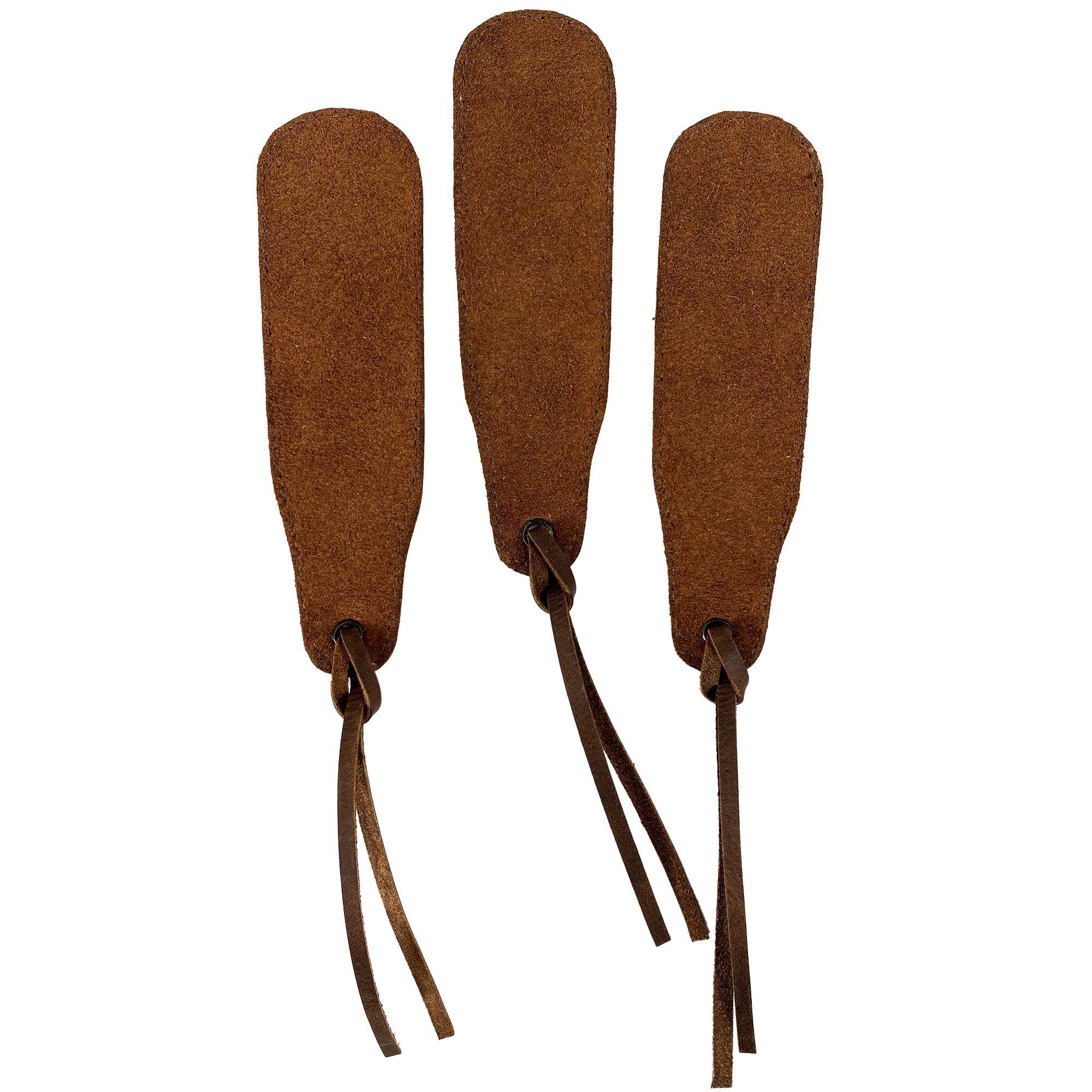 Heather's Bookmark (3 Pack) showcasing three soft suede bookmarks. These handmade and fire branded bookmark page markers are ideal gifts for book lovers and literature enthusiasts. Bookmark Page Marker (3 Pack) Book Lovers, Page Turners, Travel Readers, Literature Fans, Book Club Gifts, Full Grain Leather, StockyardX, Small Batch Production, Hand Cut, Hand Sewn, Fire Branded, Artisan, Handmade in La Antigua Guatemala & Oaxaca Mexico.