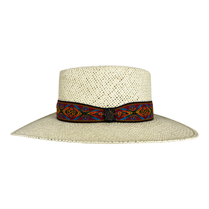 Angel Eyes Wide Brim Hat Handmade from Wood Pulp Raffia - Light Brown - Stockyard X 'The Leather Store'