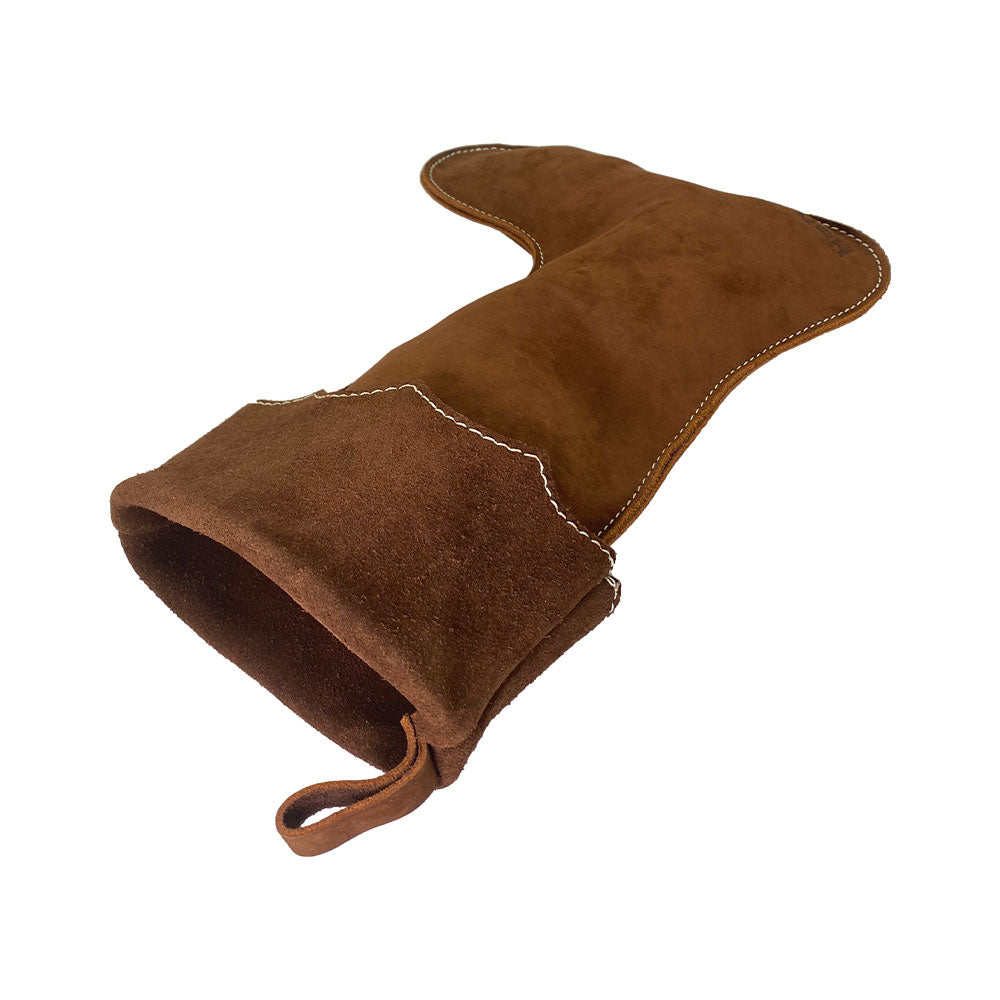 Inside view of the Christmas Stocking Boot by Hide & Drink, made from suede leather. This handmade stocking serves as a unique Traditional Santa Stocking that can be filled with festive goodies, enriched with the authenticity of Full Grain Leather.