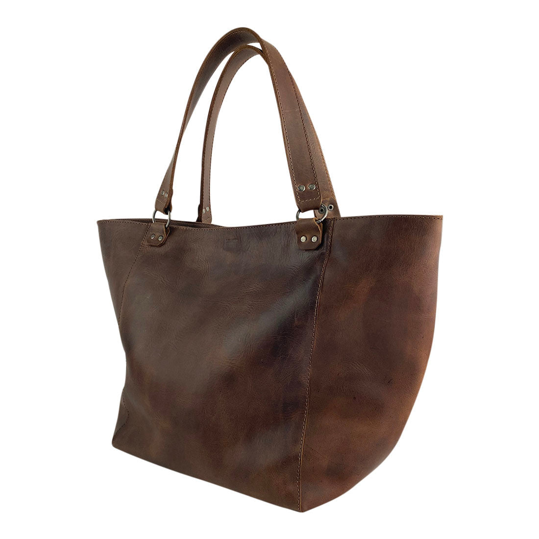 Elegant side view of the Leather Formal Handbag by Hide & Drink, showcasing the deep brown Full Grain Leather. This luxurious bag is perfect for any occasion as a Female Formal Handbag, Shoulder Bag, or Shopping Bag for girls. Handmade in La Antigua Guatemala & Oaxaca Mexico.