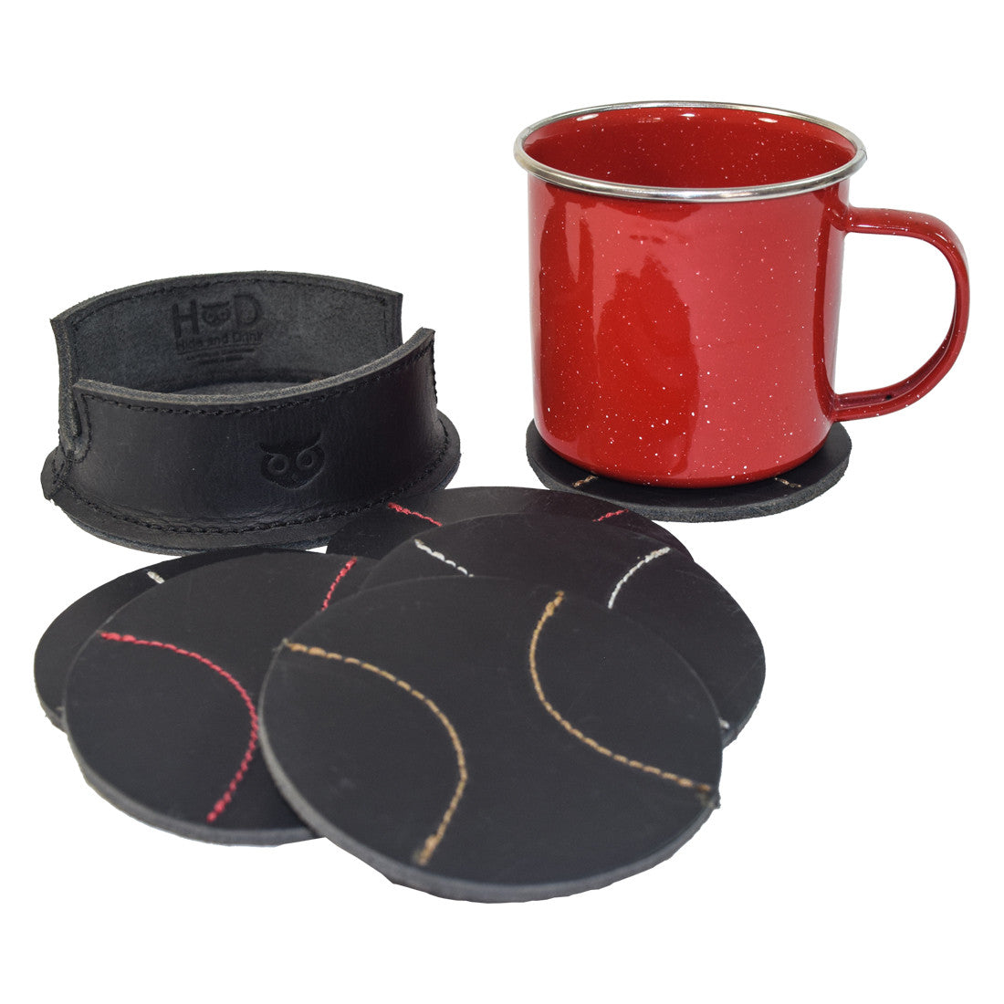 Thick Leather Baseball Coasters (6-Pack) - Stockyard X 'The Leather Store'