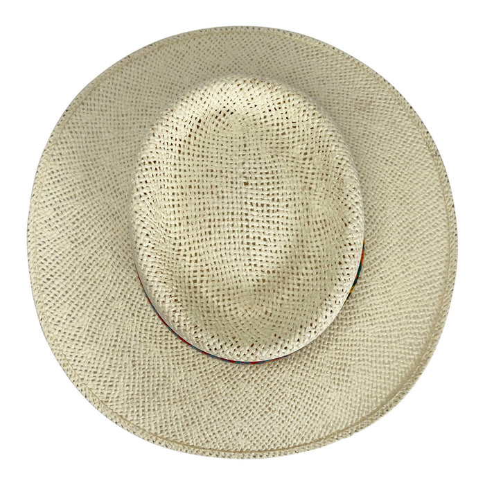Angel Eyes Wide Brim Hat Handmade from Wood Pulp Raffia - Light Brown - Stockyard X 'The Leather Store'