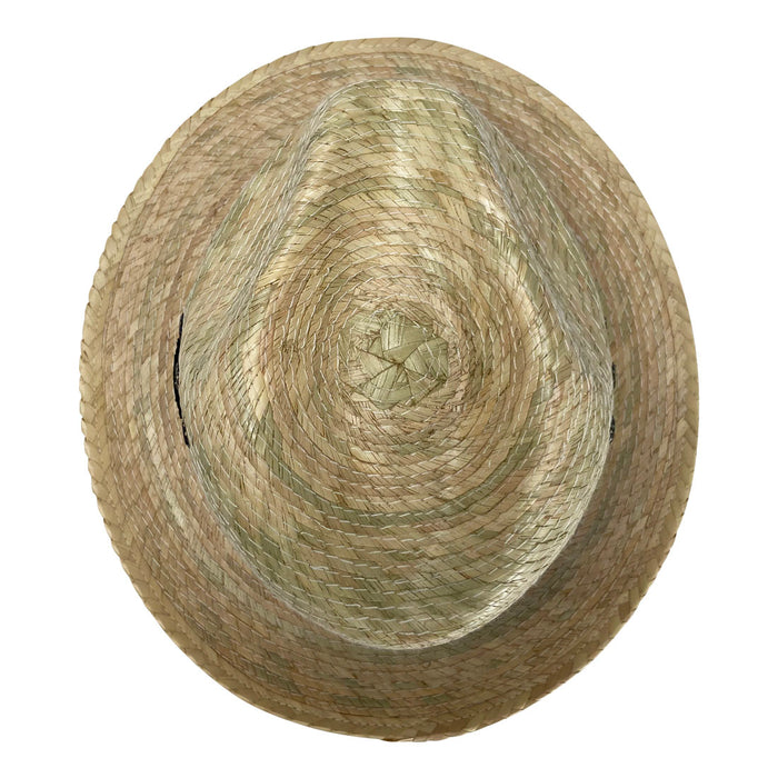 Short Brim Panama Hat Handmade from Coconut Palm Leaves - Light Brown - Stockyard X 'The Leather Store'