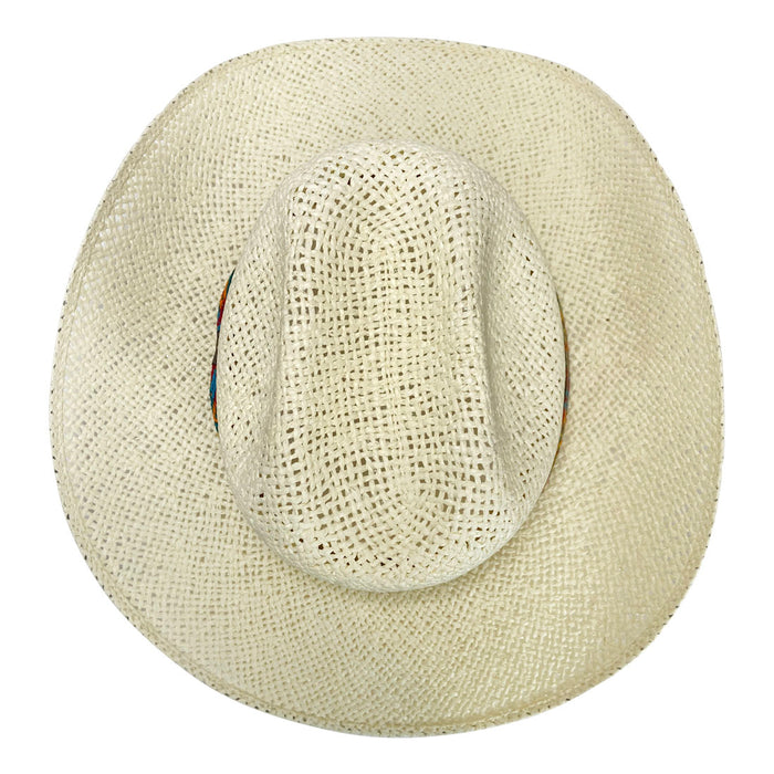 Wide Brim Cowboy Hat Handmade from Oaxacan Wood Pulp Raffia - Light Brown - Stockyard X 'The Leather Store'