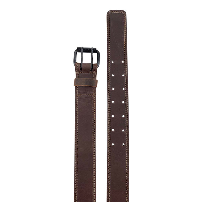 Two Row Stitch Black Double Prong Buckle Belt - Stockyard X 'The Leather Store'
