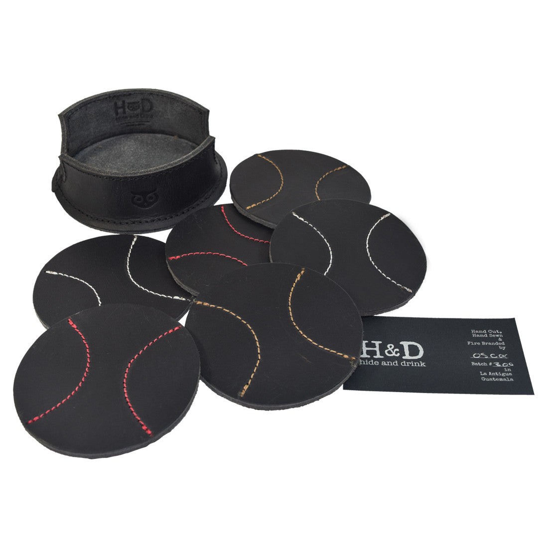 Thick Leather Baseball Coasters (6-Pack) - Stockyard X 'The Leather Store'