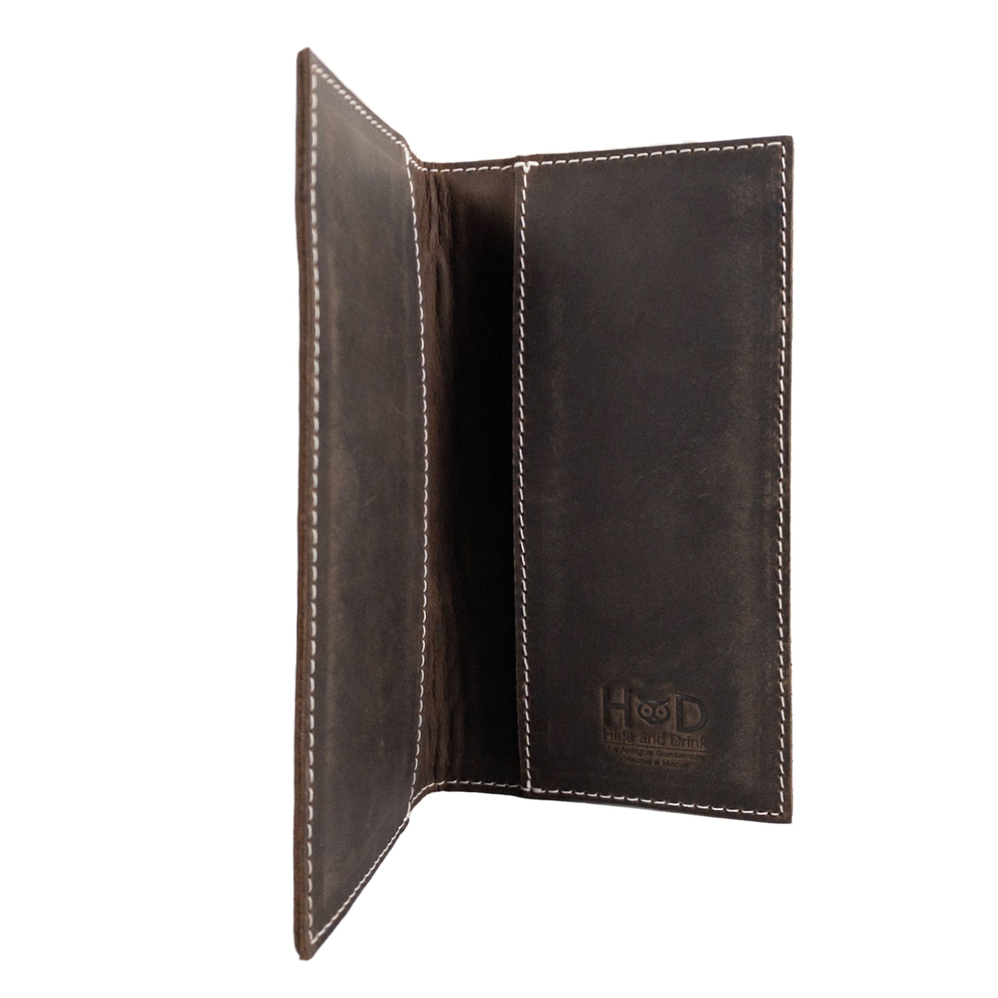 Checkbook Leather Cover by Hide & Drink in vibrant color, designed as a minimalist organizer for standard checkbooks. This handmade item is crafted from full grain leather, highlighting the artistry of small batch production in La Antigua Guatemala and Oaxaca Mexico.