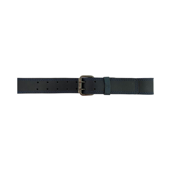 Two Row Stitch Reinforced Leather Belt / Rustic Double Prong Buckle, 1.5" Wide - Stockyard X 'The Leather Store'