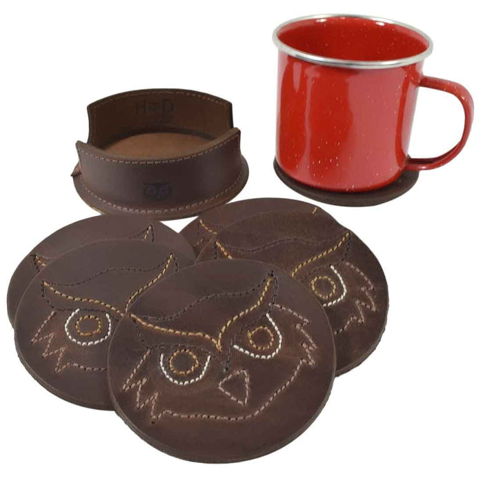 Wild Owl Classic Shaped Coaster Set (6-Pack) - Stockyard X 'The Leather Store'