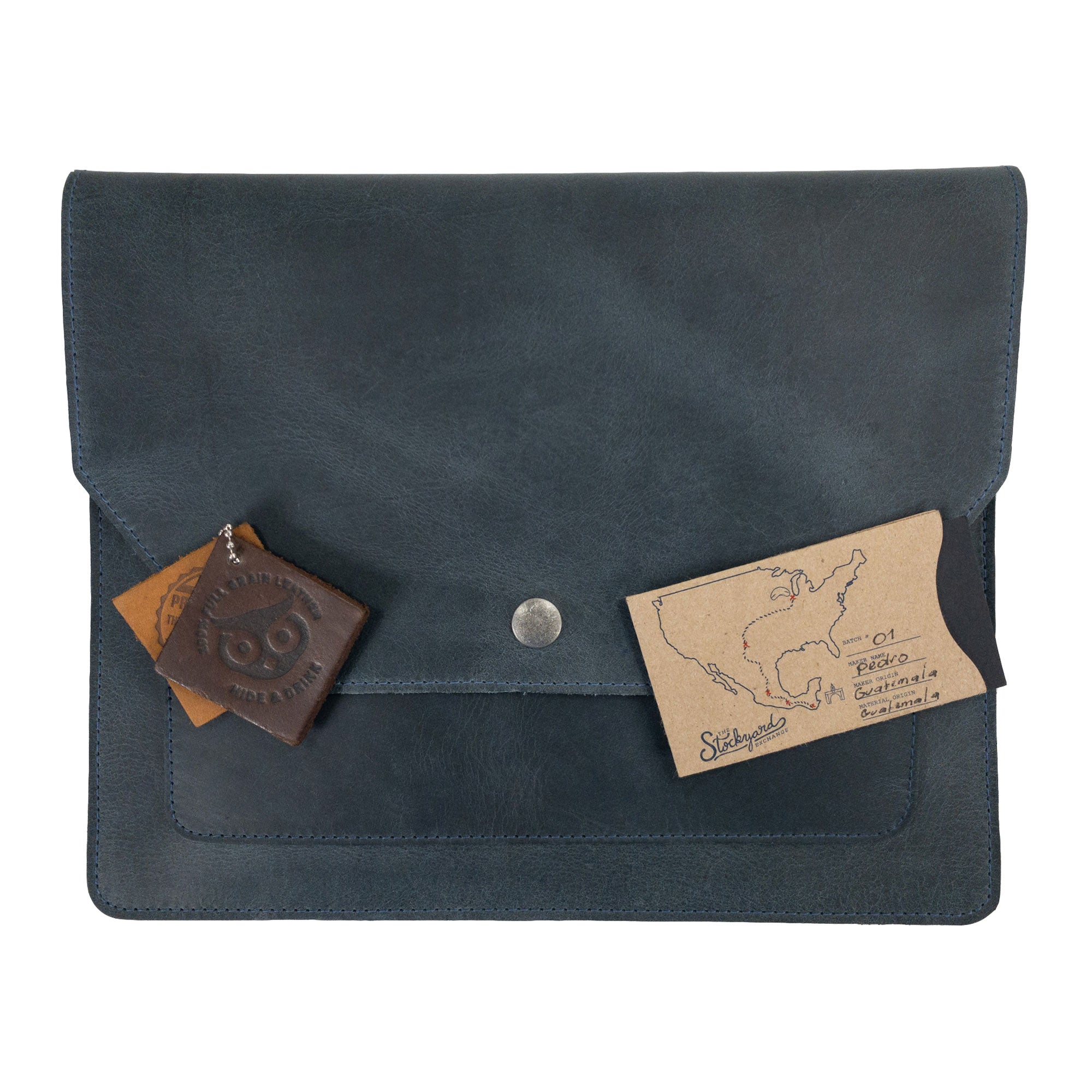 Hide & Drink's Slim Portfolio collection, demonstrating various designs of this handmade Flat Messenger Case. Each Full Grain Leather Narrow Document Holder represents artisan craftsmanship from La Antigua Guatemala & Oaxaca Mexico.