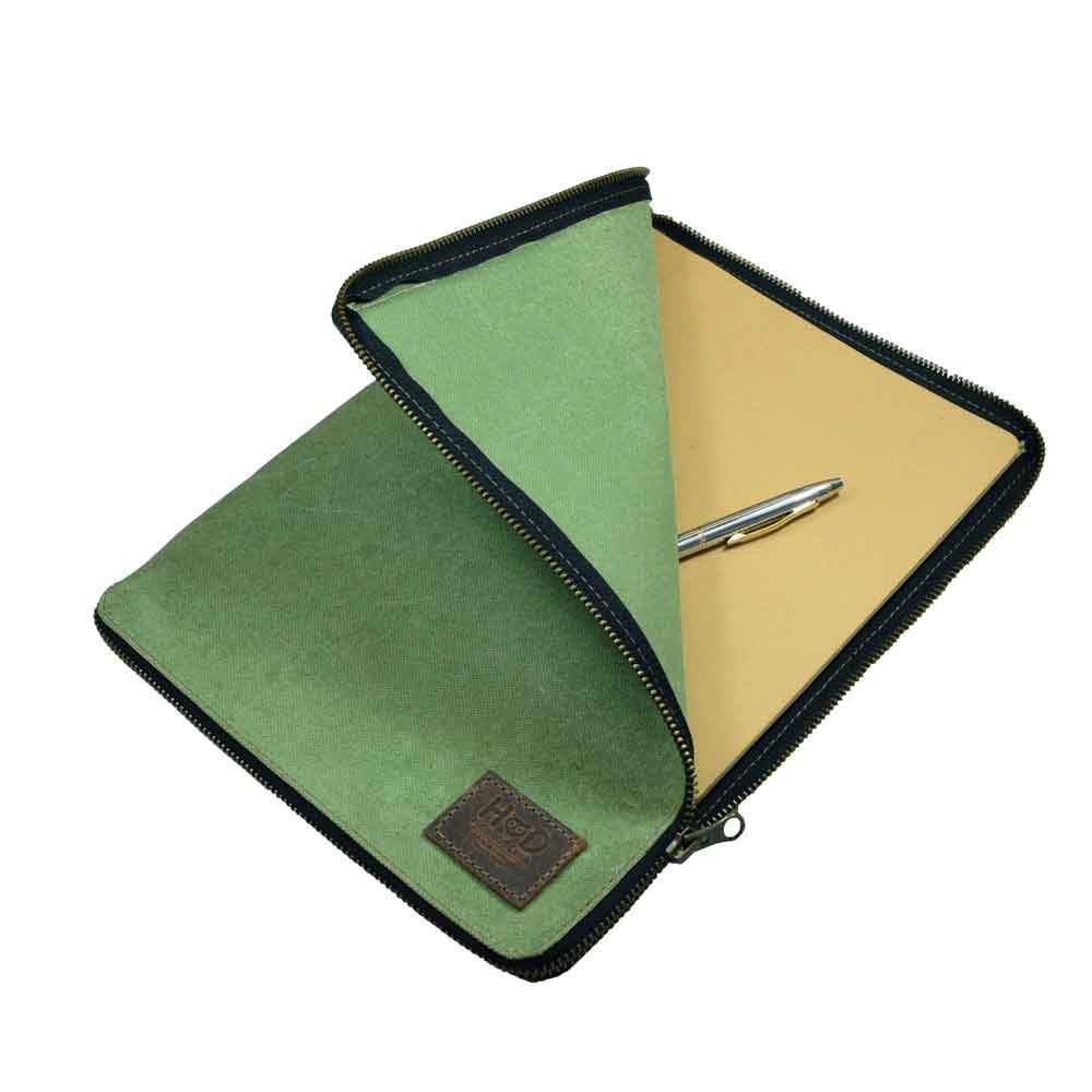 Waxed Canvas Zippered Journal Cover for Moleskine XXL (8.5 x 11 in.) N