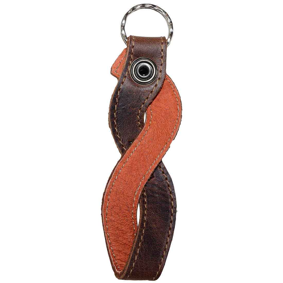 Unique design of the Braided Keychain by Hide & Drink, highlighting artisan craftsmanship and vibrant leather colors, suitable for fashionable key rings and small batch accessories.