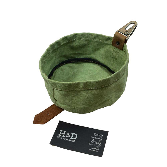 Waxed Canvas Travel Dog Bowl - Stockyard X 'The Leather Store'