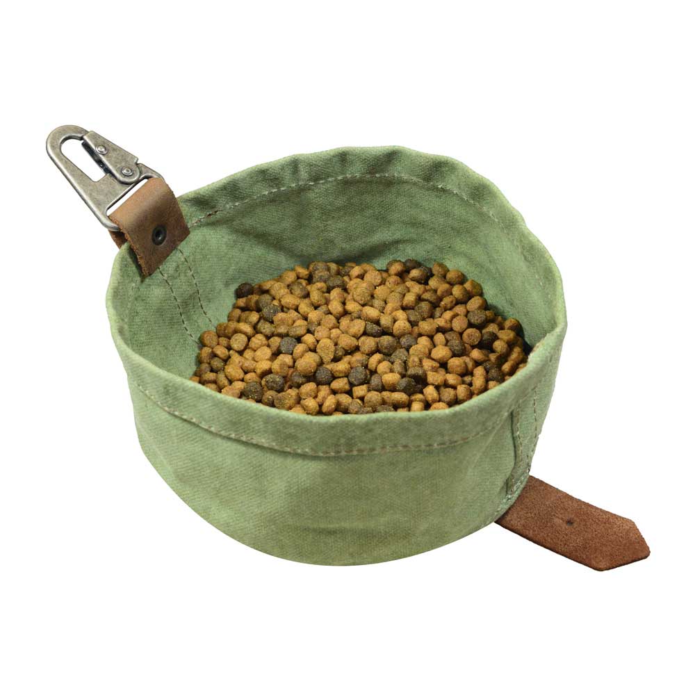 Waxed Canvas Travel Dog Bowl - Stockyard X 'The Leather Store'