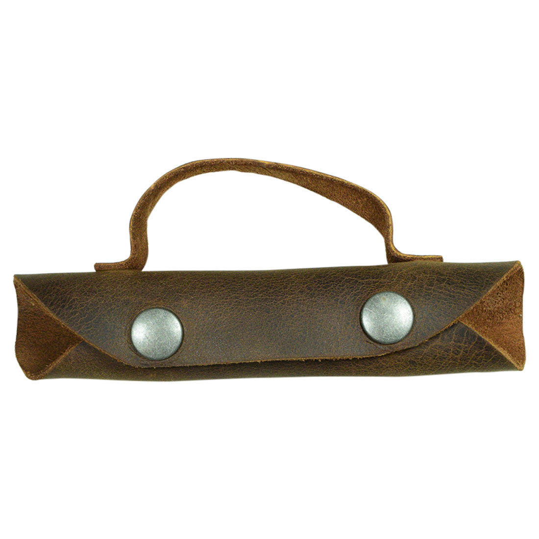 A top view of the Hide & Drink Drumstick Holder, showcasing its elegant design crafted from Full Grain Leather. This Organizer Case is perfect for drummers seeking a stylish way to store their Drumsticks. Featuring a handmade finish, the Drumstick Holder exemplifies Small Batch Production and Artisan craftsmanship, combining functionality with a rustic aesthetic, made in La Antigua Guatemala & Oaxaca Mexico.