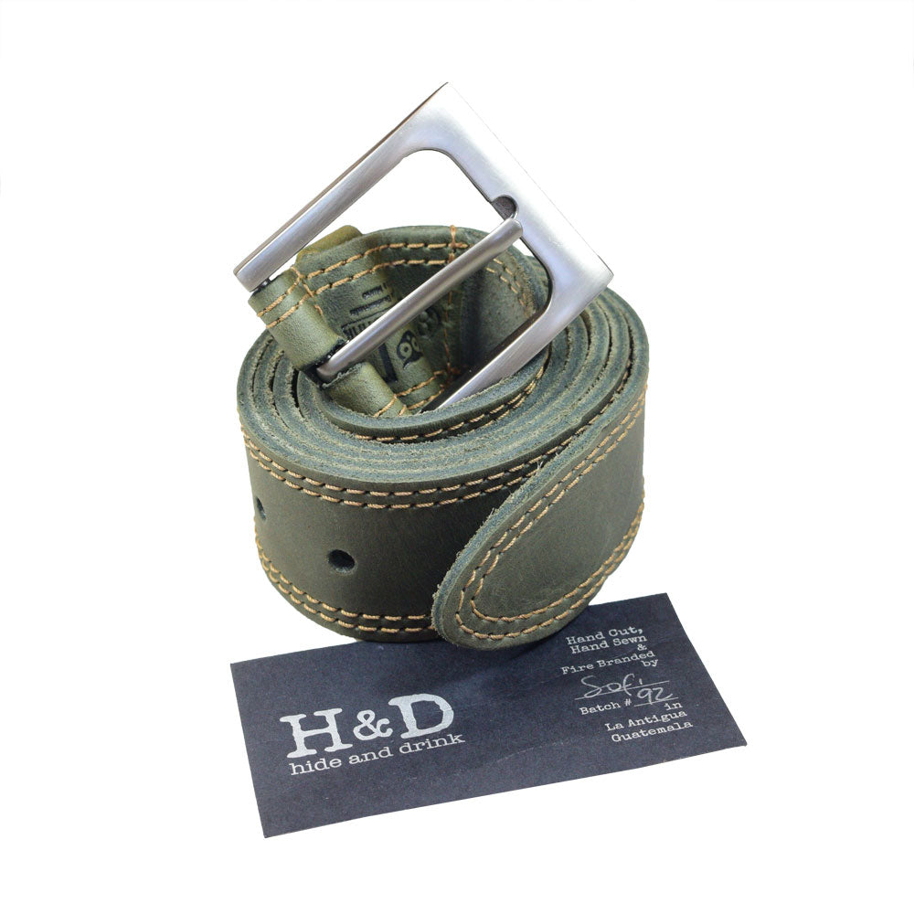 Two Row Stitch Leather Belt - Stockyard X 'The Leather Store'