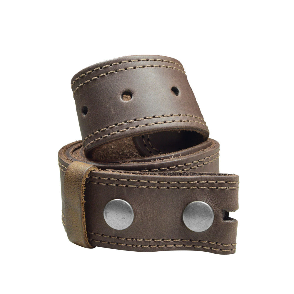 Men's Double Stitched Thick Leather Snap On Belt - Stockyard X 'The Leather Store'
