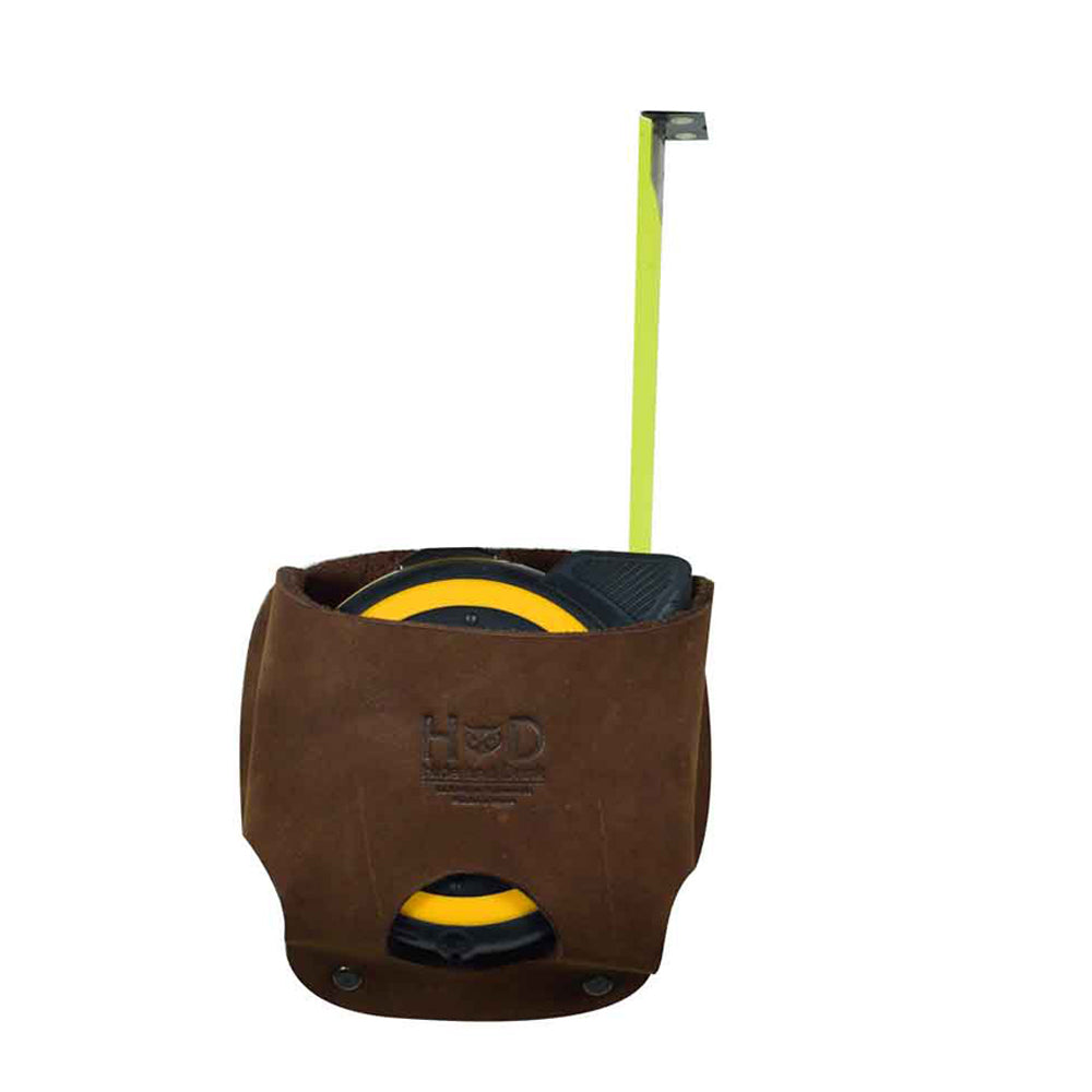 Hide & Drink's red Large Tape Holster, crafted for durability and functionality. Perfect for handymen needing a reliable tool holster for their Large Tape Measure.