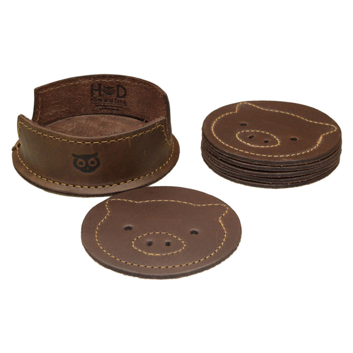 Piggy Coasters (6 pack) - Stockyard X 'The Leather Store'