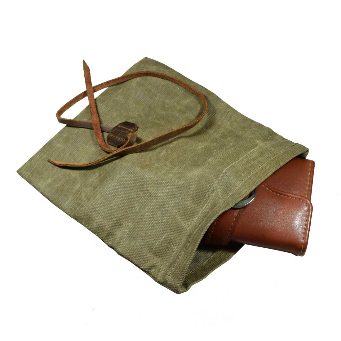 Hide & Drink's Rolling Pouch featuring a stylish design, ideal as a Survival Roll Top Pouch. This lightweight case made of Waxed Canvas & Full Grain Leather is perfect for your outdoor accessories, showcasing classic traveling & camping essentials.