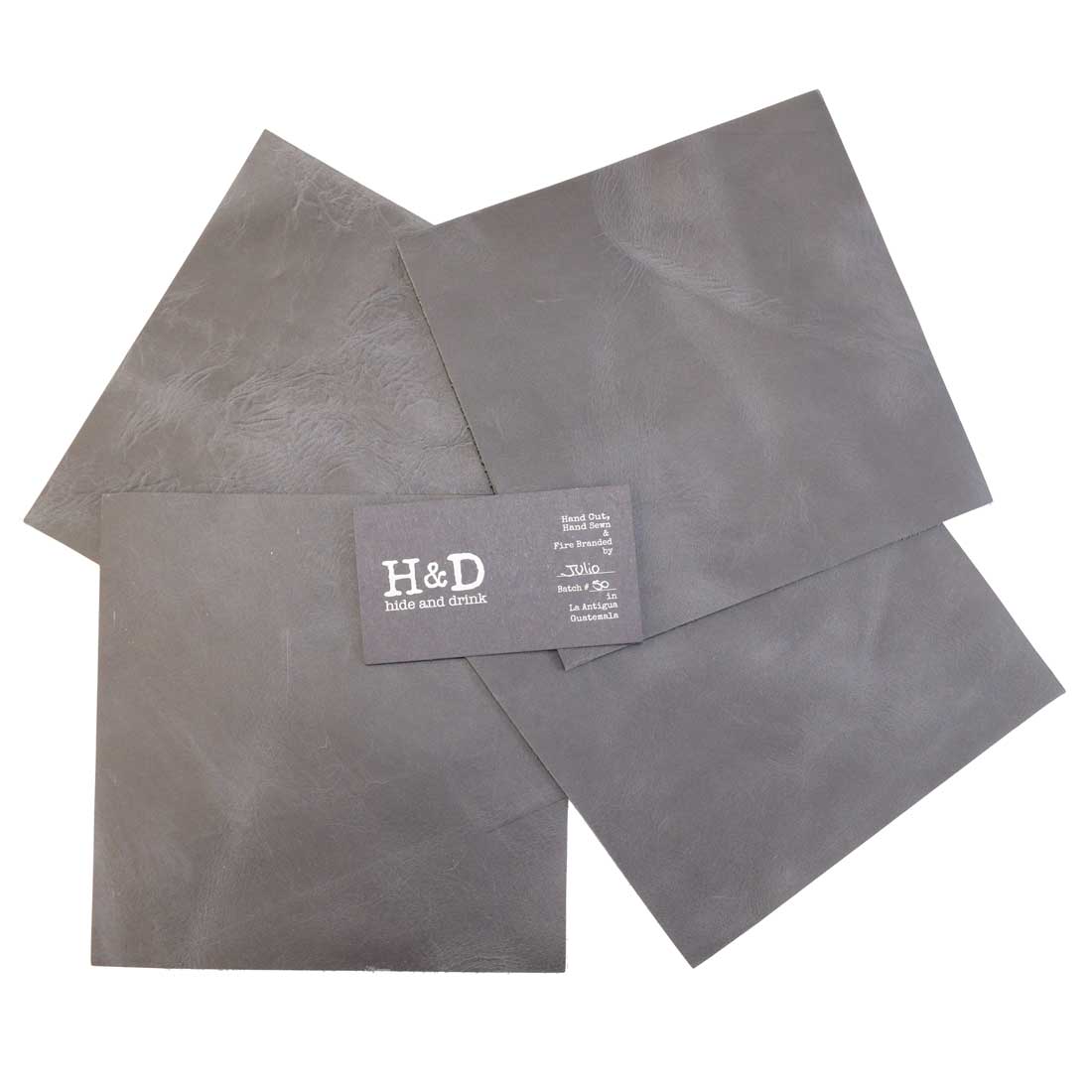 Hide & Drink Leather Squared Scraps 6 x 6 in. (4 Pack) with a set of four full grain leather rectangles ideal for craft enthusiasts. Each 6x6 in. piece is hand cut and crafted by artisans in La Antigua Guatemala and Oaxaca Mexico, designed for all your tooling and hobby workshop needs.