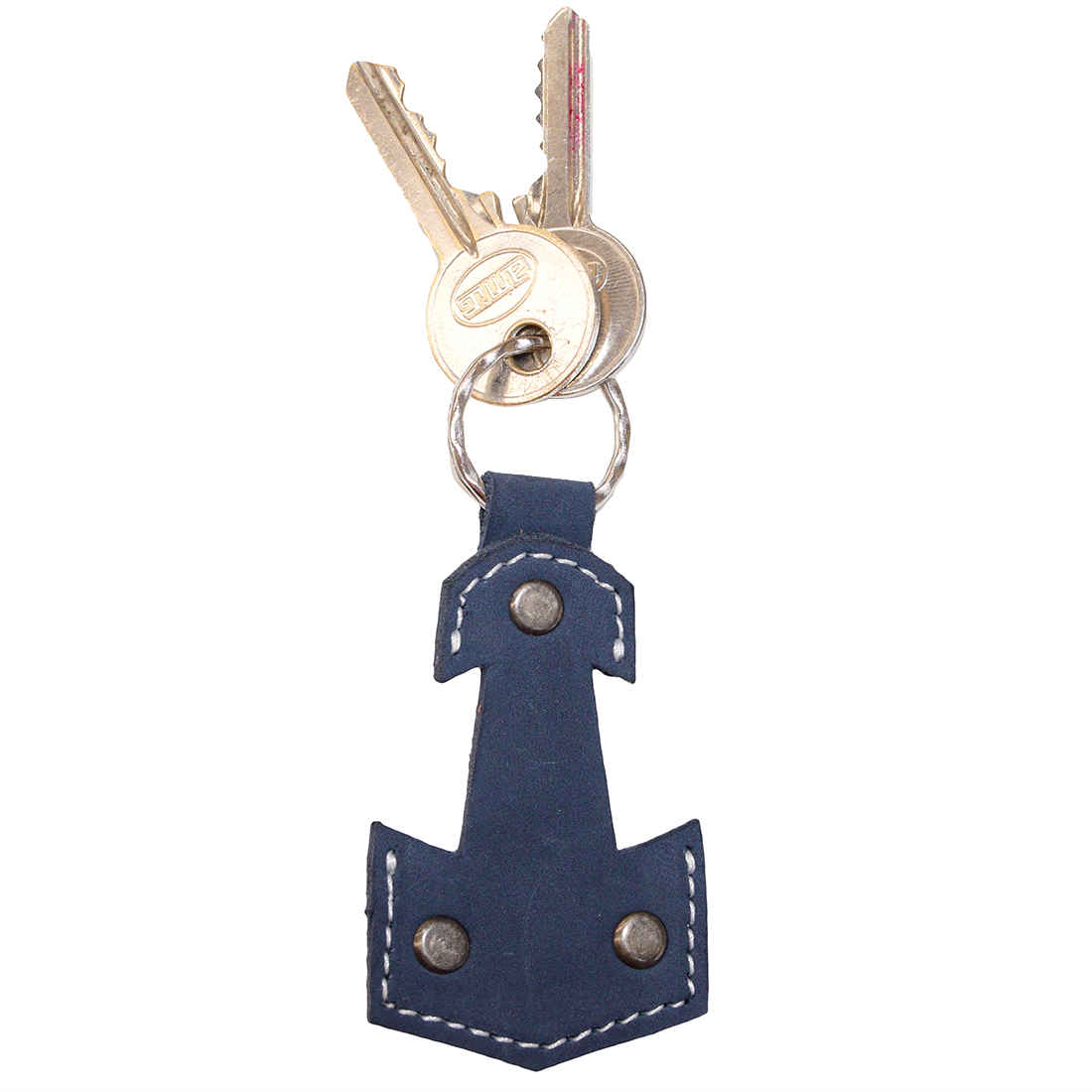 Anchor Keychain by Hide & Drink attached to keys, illustrating functionality and style. This durable key holder, crafted from Full Grain Leather, is ideal for sailors and travelers, symbolizing unique small batch production methods. Handmade and fire branded in La Antigua Guatemala & Oaxaca Mexico.