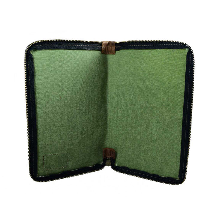 Waxed Canvas Zippered Journal  Cover for Moleskine Large (5 x 8.25 in.) Notebook NOT Included.