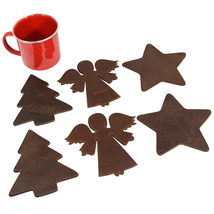 Christmas Ornaments Decorations Coasters (6-Pack) - Stockyard X 'The Leather Store'