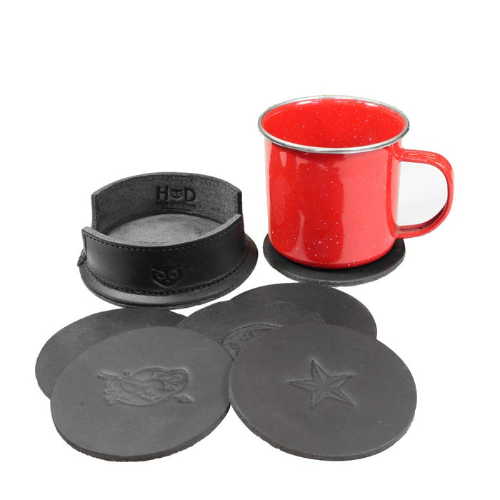 Thick Leather Moon, Star and Heart Coasters (6-Pack) - Stockyard X 'The Leather Store'