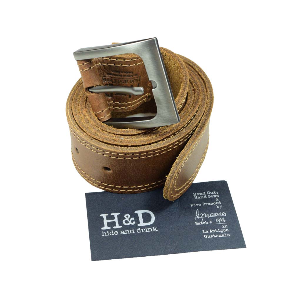 Two Row Stitch Leather Belt - Stockyard X 'The Leather Store'