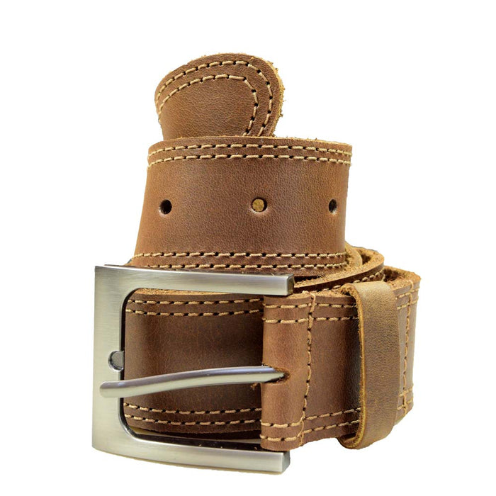 Two Row Stitch Leather Belt - Stockyard X 'The Leather Store'