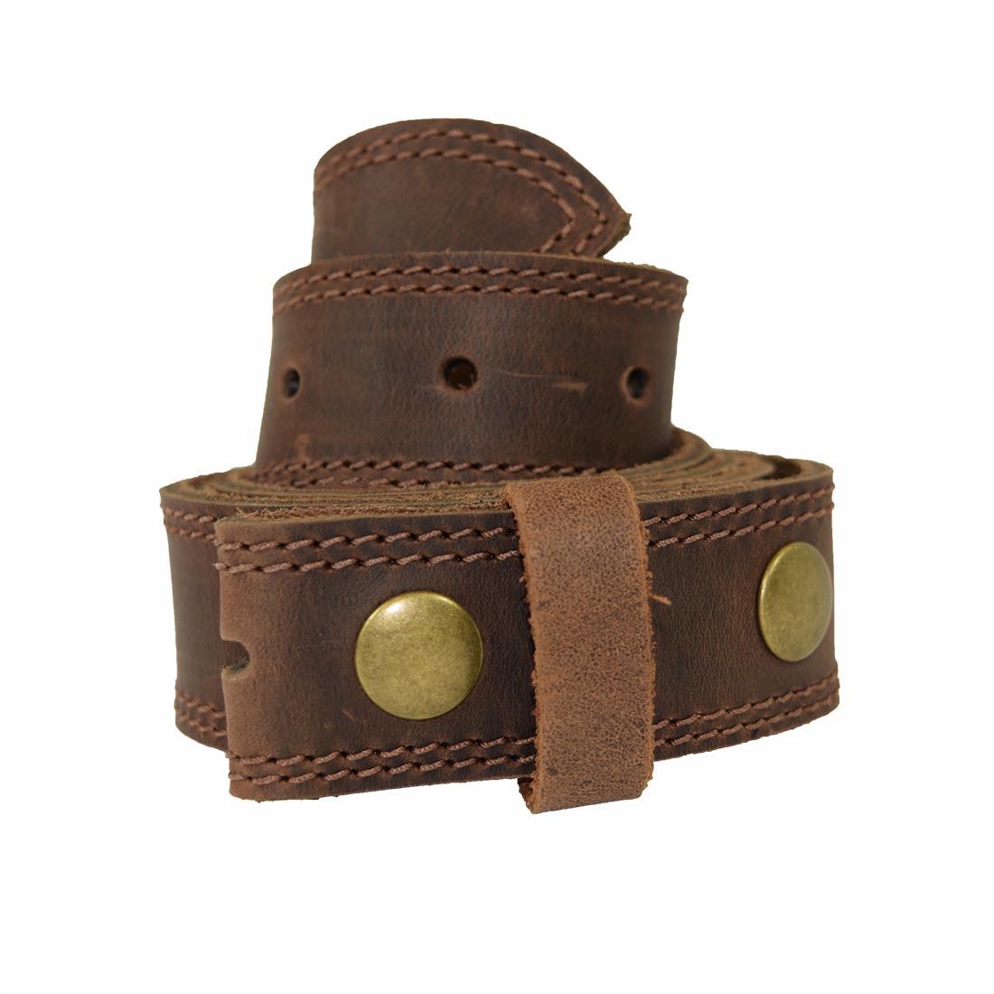 Two Row Stitch Leather Snap On Belt, 1.25" Width - Stockyard X 'The Leather Store'