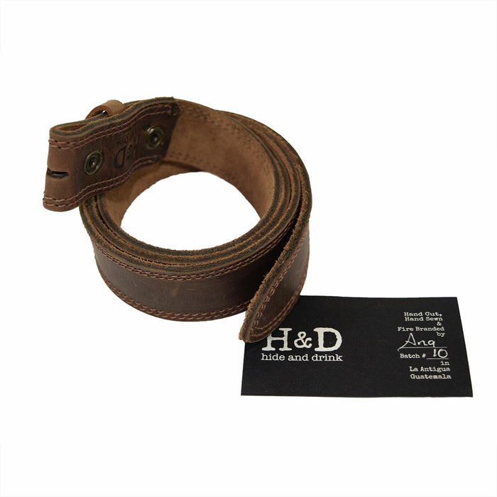 Two Row Stitch Leather Snap On Belt, 1.25" Width - Stockyard X 'The Leather Store'