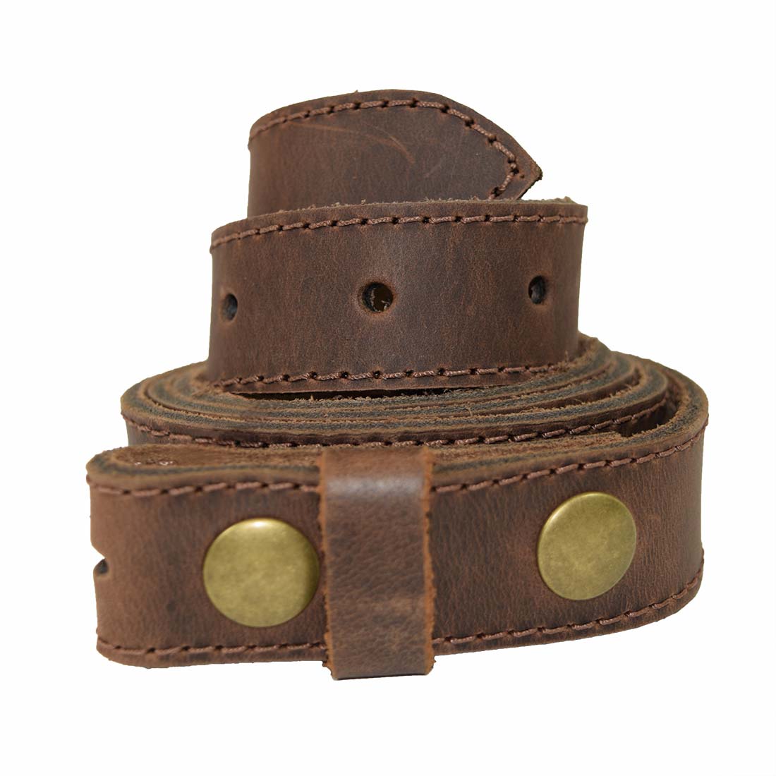 Two Row Stitch Leather Snap On Belt, 7/8" Width - Stockyard X 'The Leather Store'