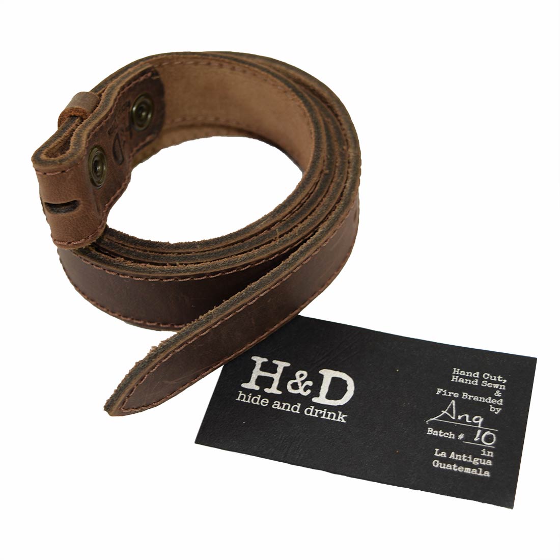 Two Row Stitch Leather Snap On Belt, 7/8" Width - Stockyard X 'The Leather Store'