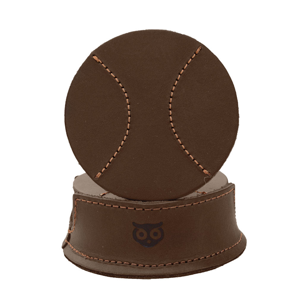 Thick Leather Baseball Coasters (6-Pack) - Stockyard X 'The Leather Store'