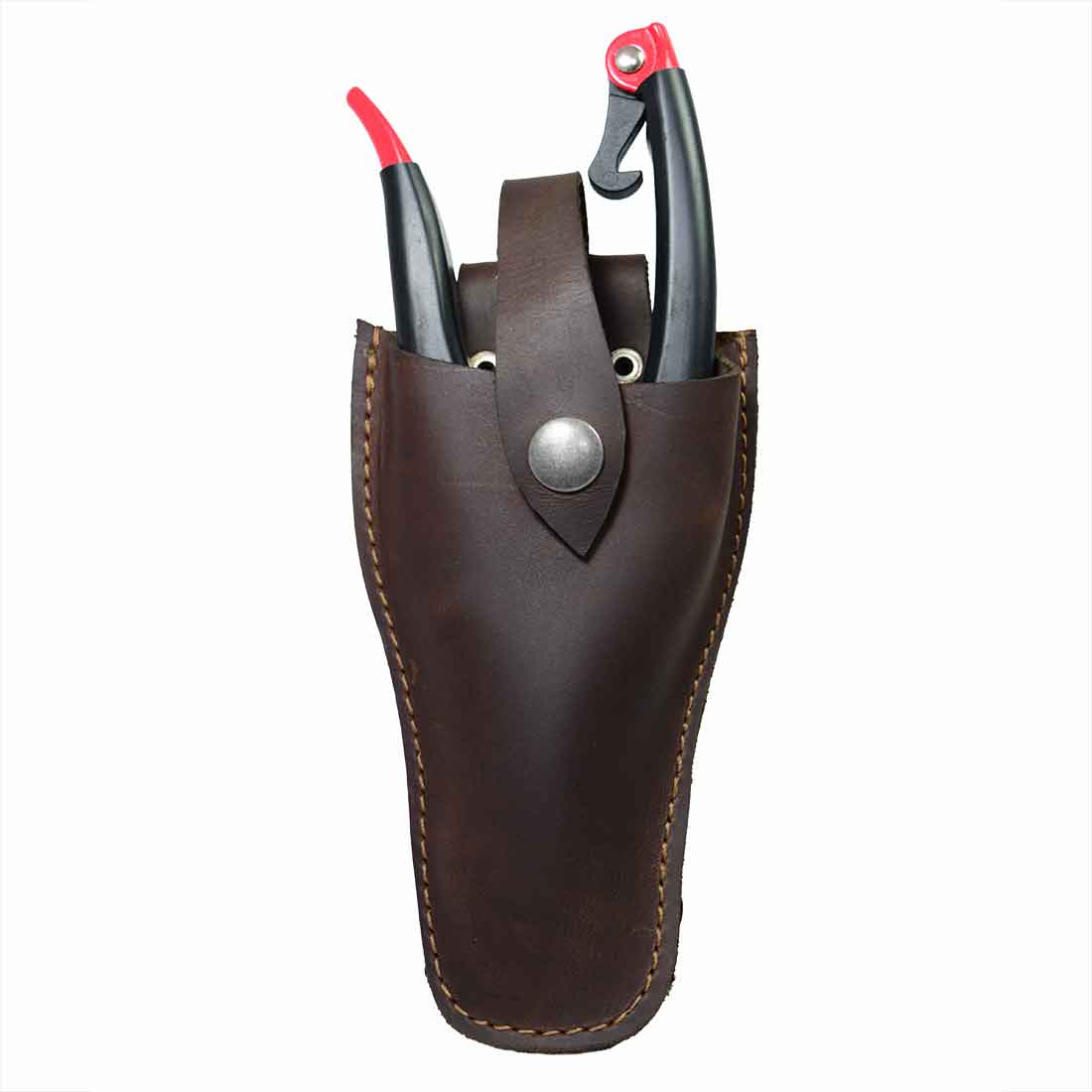 Hide & Drink Gardening Scissors Holster showcasing a stylish pruner sheath made from full grain leather, perfect for your gardening tools. This artisan handmade product features quality materials and craftsmanship. Ideal as a gardening tool case for pruning shears.