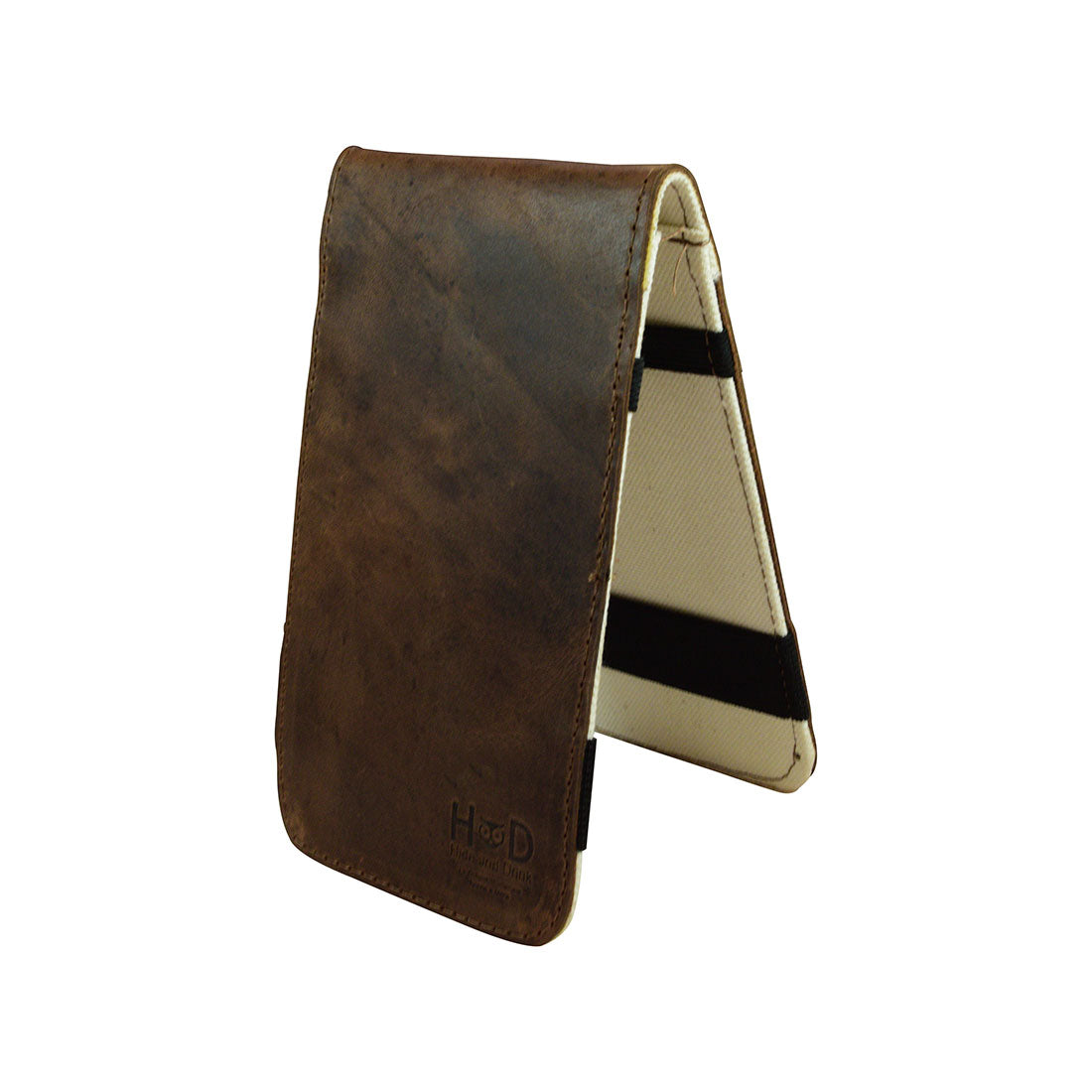 Stylish Golf Scorecard Holder by Hide & Drink made from full grain leather, featuring an elegant design. This Golf Performance Scorecard Holder is perfect for golfers, serving as a durable Golf Card Holder and Yardage Book Cover. Crafted with care in La Antigua Guatemala, it exemplifies small batch production and artisan quality, being hand cut and hand sewn for a unique finish.