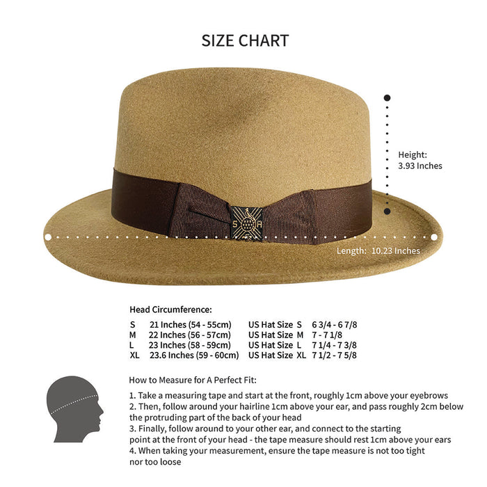 Short Brim Panama Hat Handmade from 100% Oaxacan Wool - Light Brown - Stockyard X 'The Leather Store'