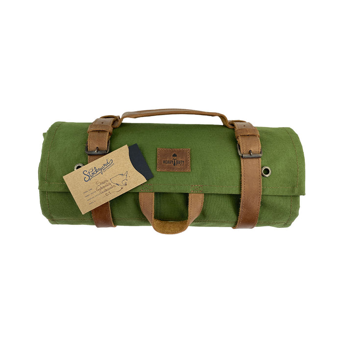 Super Tool Roll - Multi-purpose Roll Storage Bag & Wrench Pouch - Olive - Stockyard X 'The Leather Store'