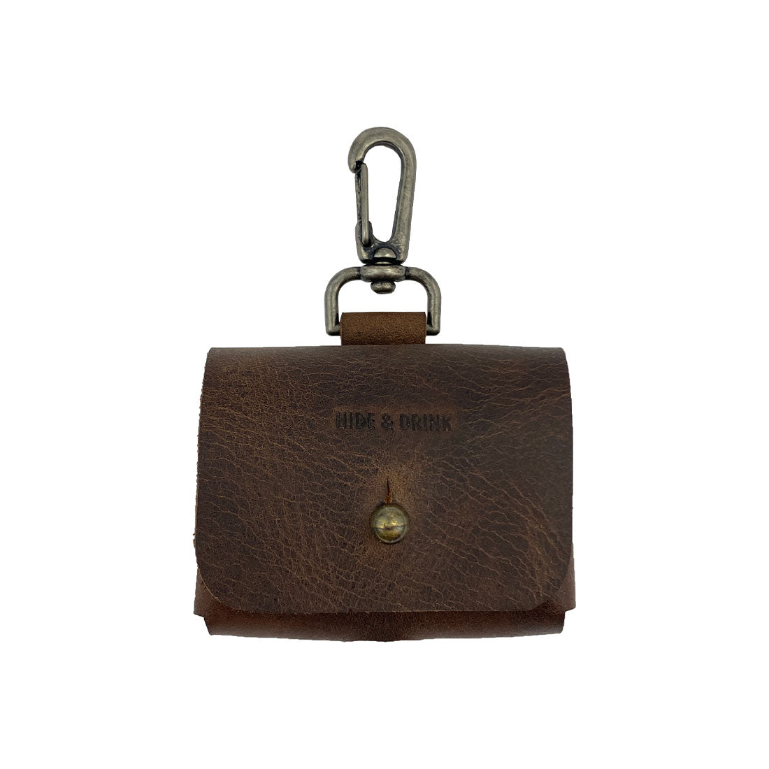 Airpods Pro Case Keychain by Hide & Drink - A stylish, cute, and protective full grain leather case with a convenient snap hook, perfect for everyday use or travel. Handmade in La Antigua Guatemala & Oaxaca Mexico with small batch production, hand cut, and hand sewn for a unique touch.